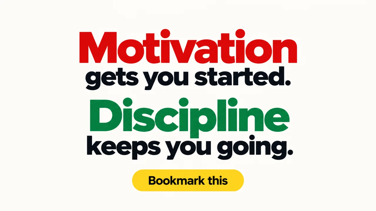 An X post made with the pack reading "Motivation gets you started. Discipline keeps you going.", in red and green type.
