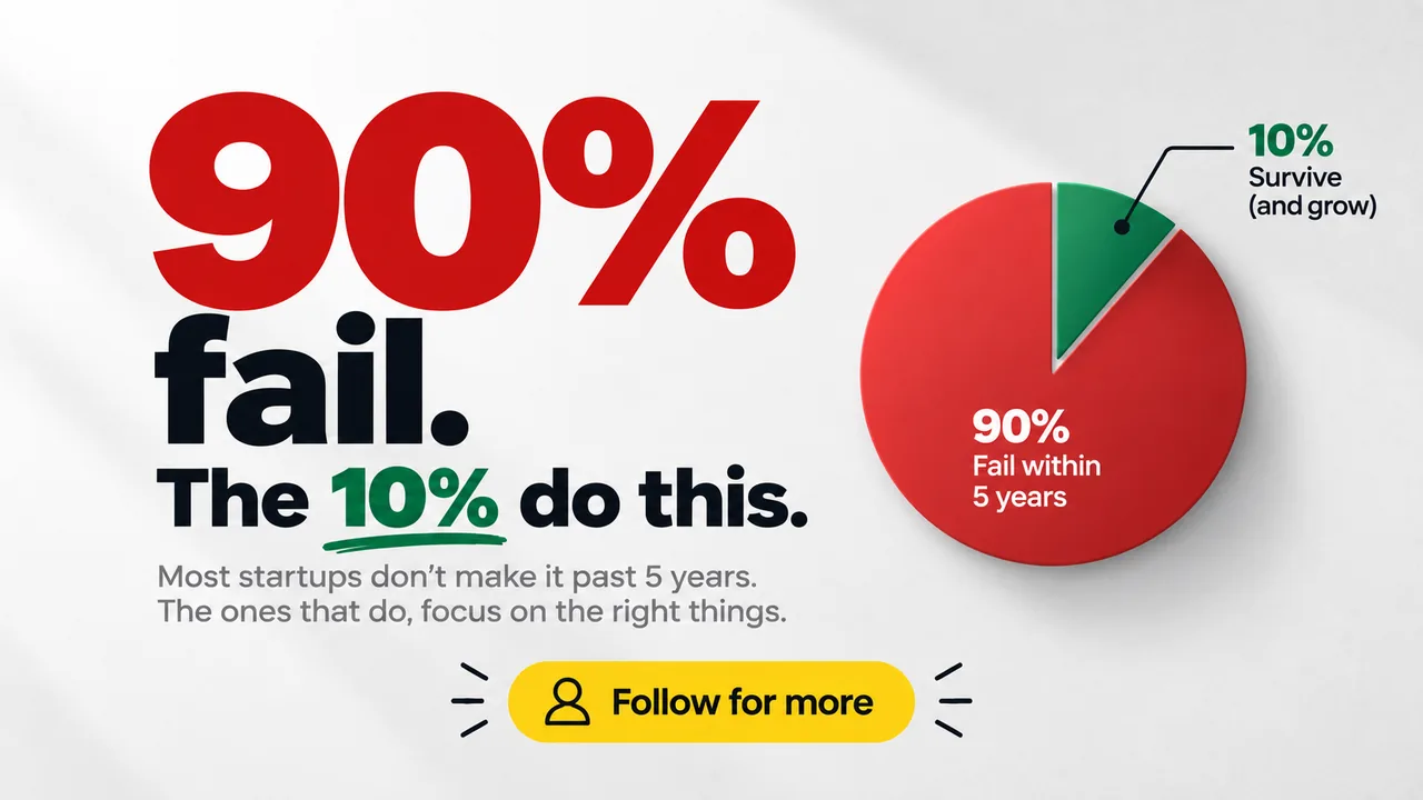 An X post created with GrabPrompts reading "90% fail. The 10% do this.", with a pie chart beside the figure.